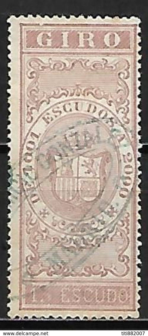 PORTUGAL      -    Fiscal   -   GIRO  .  Armoiries.  1 Escudo. - Gebraucht