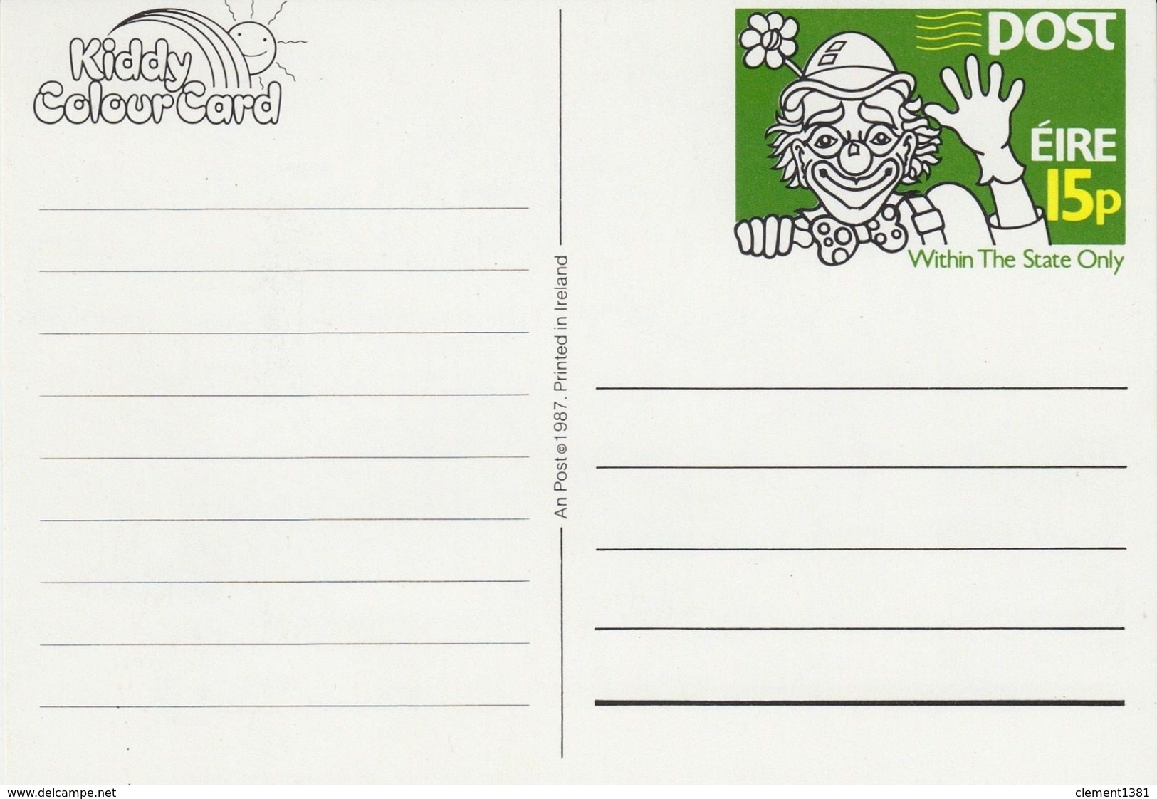 Irlande Eire Irland Irish Kiddy Color Card Cirque Circus Thank You Postal Stationery Entier - Ganzsachen