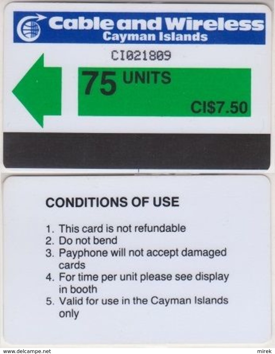 122/ Cayman Islands; P1. Green Arrow, 75 Ut., Prefix CI - Iles Cayman