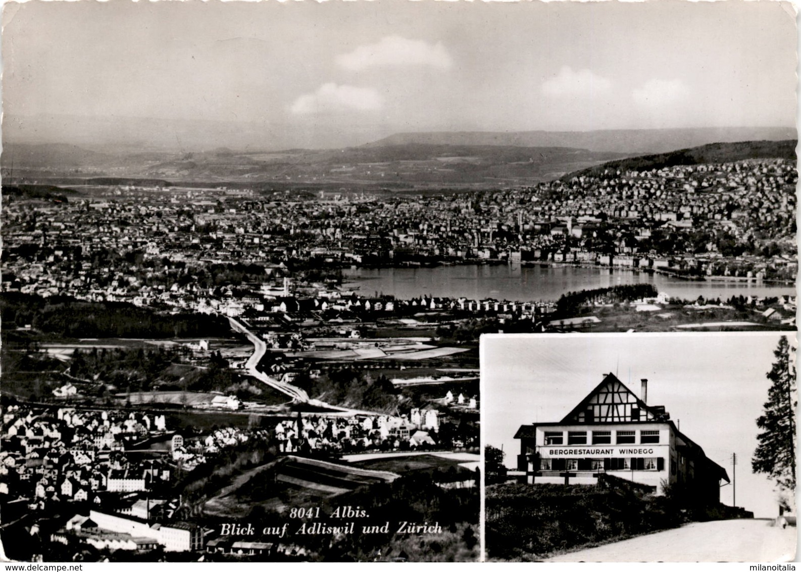 Bergrestaurant Windegg - Albis - Blick Auf Adliswil Und Zürich - 2 Bilder (8041) * 23. 7. 1947 - Adliswil