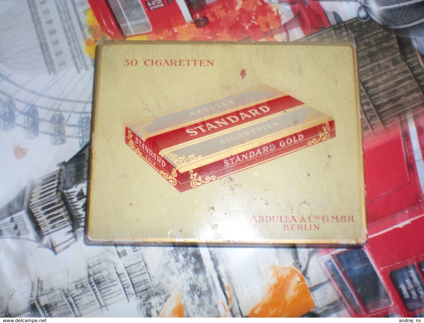 Old Tin Box Abdulla Standard Cigaretten Standard Gold Berlin 50 Cigaretten - Empty Tobacco Boxes