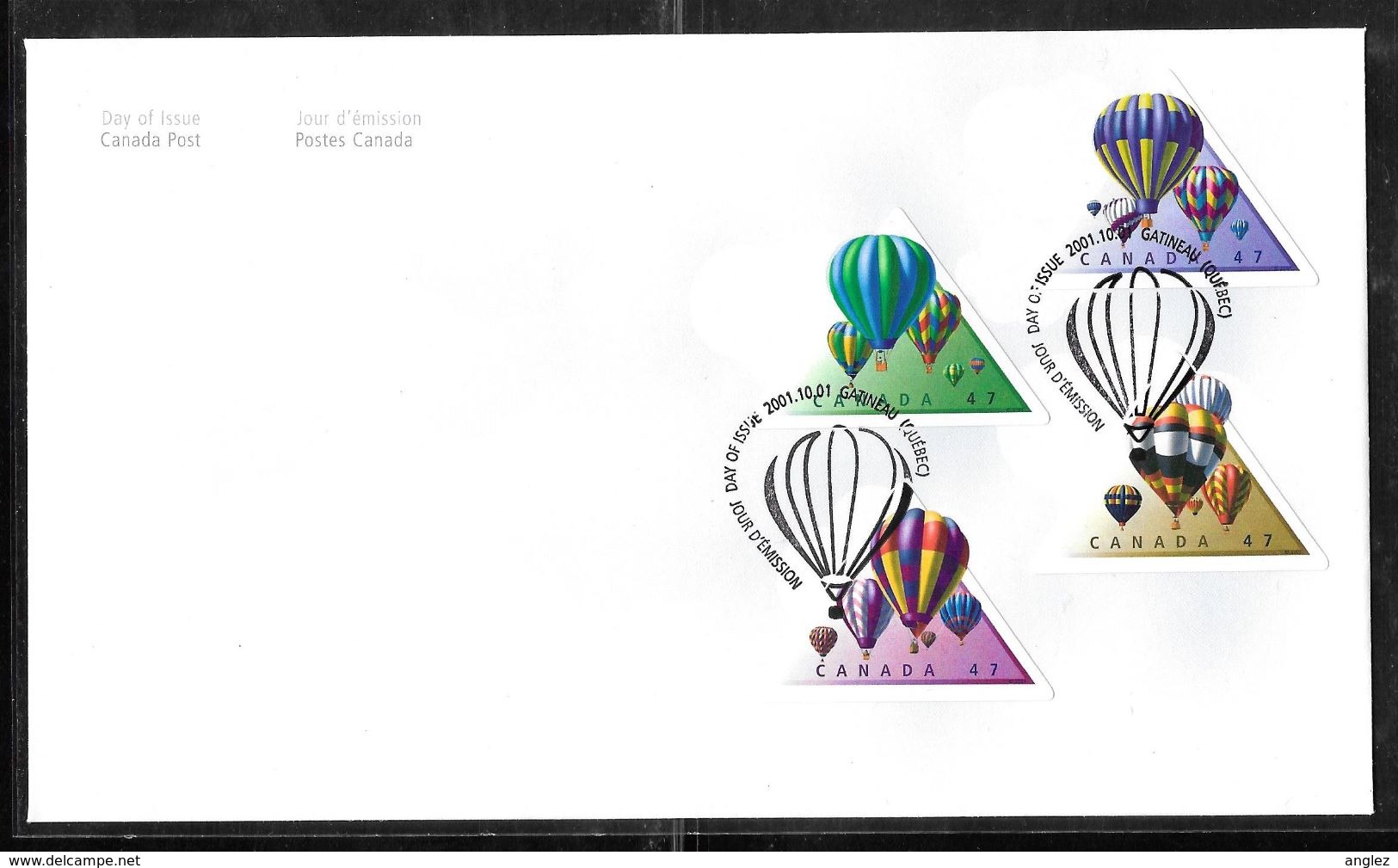 Canada - 2001 Hot Air Balloons Set 4v On Illustrated FDC - Gatineau Pictorial Pmk - 2001-2010