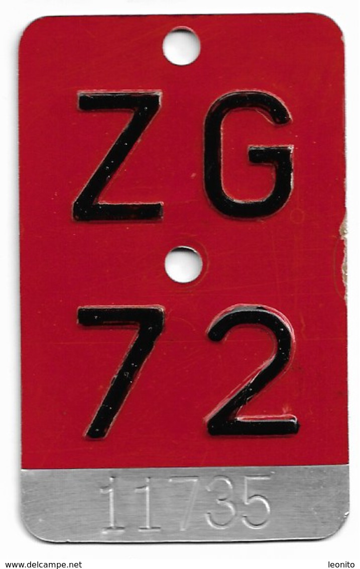 Velonummer Zug ZG 72 - Targhe Di Immatricolazione