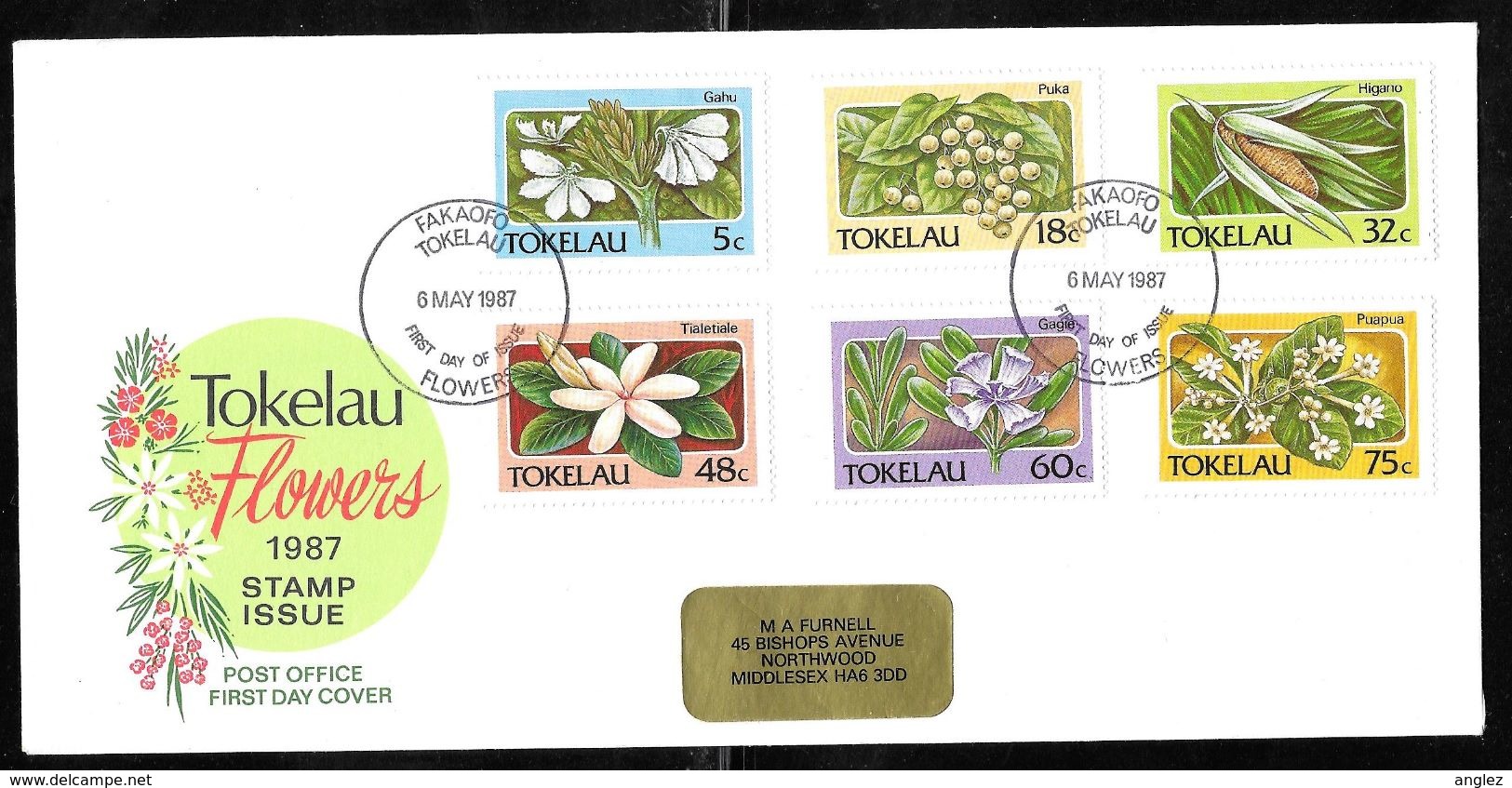 Tokelau - 1987 Flowers Set 6v Illustrated FDC - Fakaofo Pmk - Tokelau