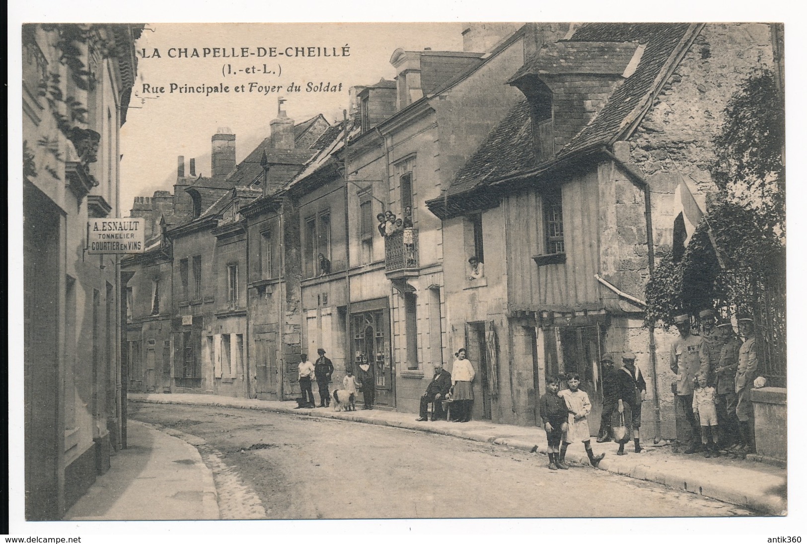 CPA 37 LA CHAPELLE DE CHEILLE Rue Principale Et Foyer Du Soldat Enseigne Tonnelier - Andere & Zonder Classificatie