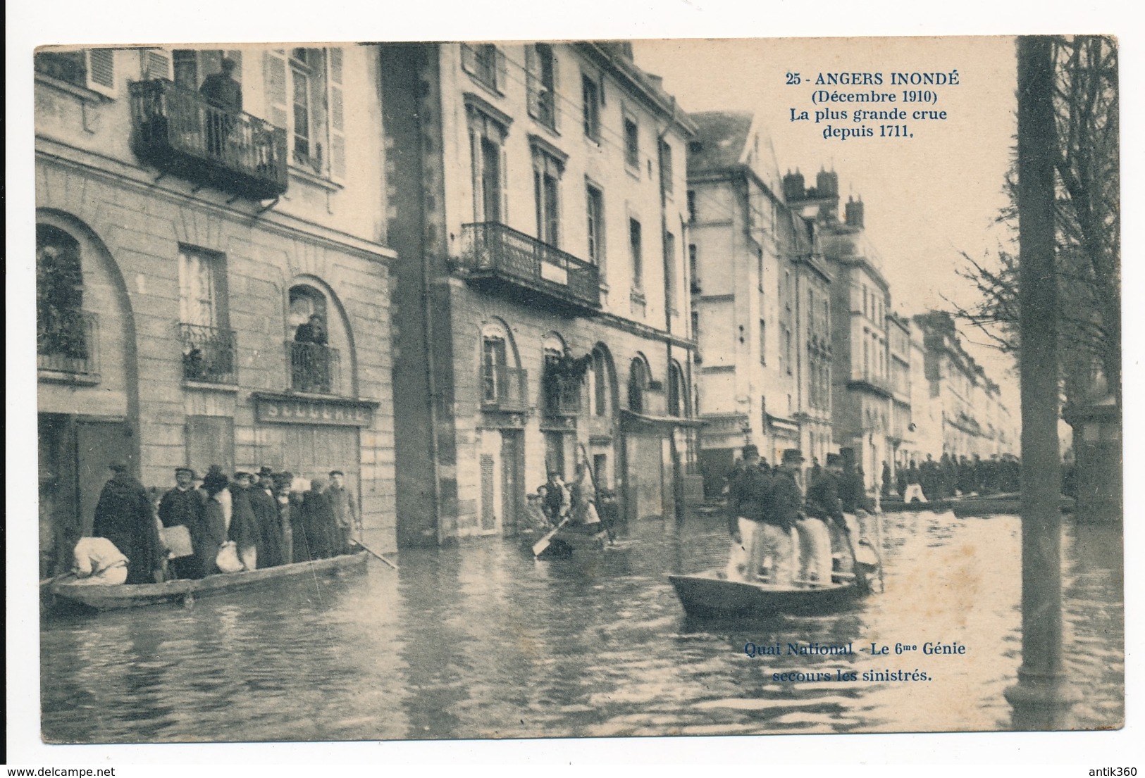 CPA 49 ANGERS Carte Rare Inondations 1910 Quai National Le 6e Génie Secours Les Sinistrés - Angers