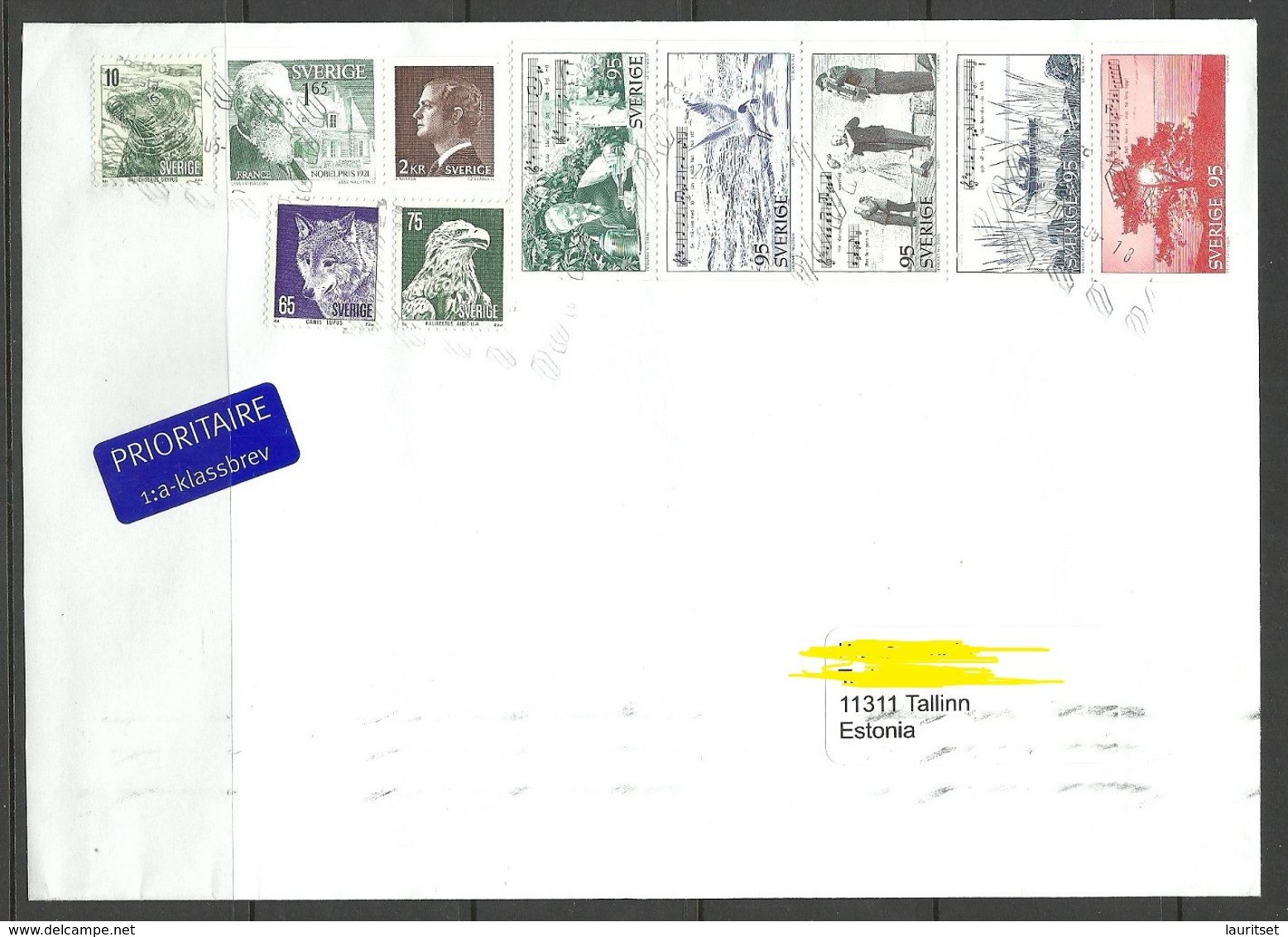 SCHWEDEN Sweden 2020 Air Mail Cover To Estonia Michel 983 - 987 Tourism Etc Animals Wolf King Etc - Covers & Documents