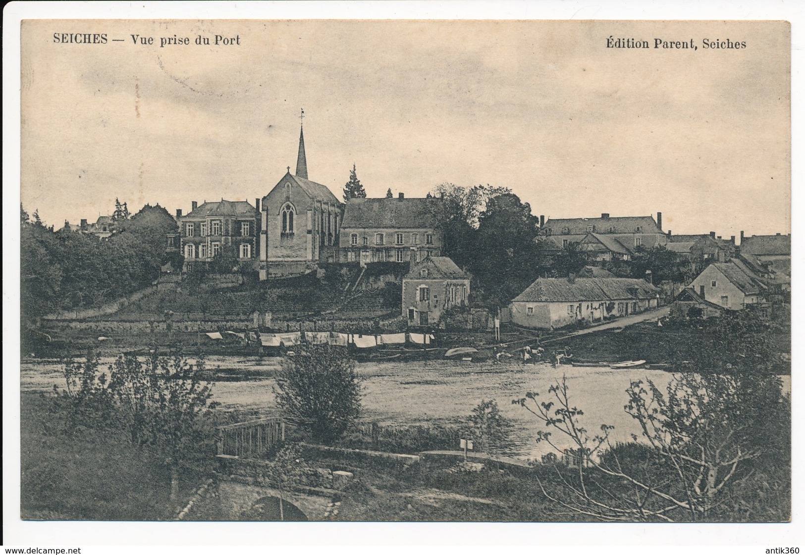 CPA 49 SEICHES Carte Rare Vue Prise Du Port - Seiches Sur Le Loir