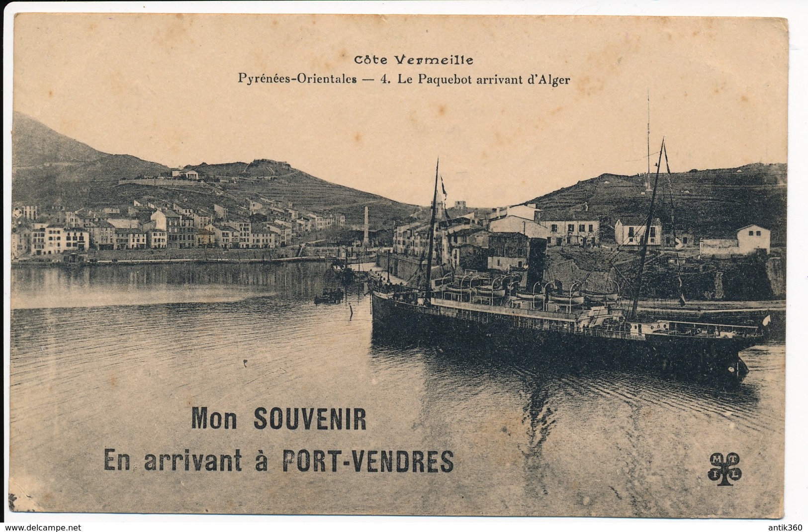 CPA 66 PORT VENDRES Mon Souvenir De... Le Paquebot Arrivant D'Alger - Port Vendres