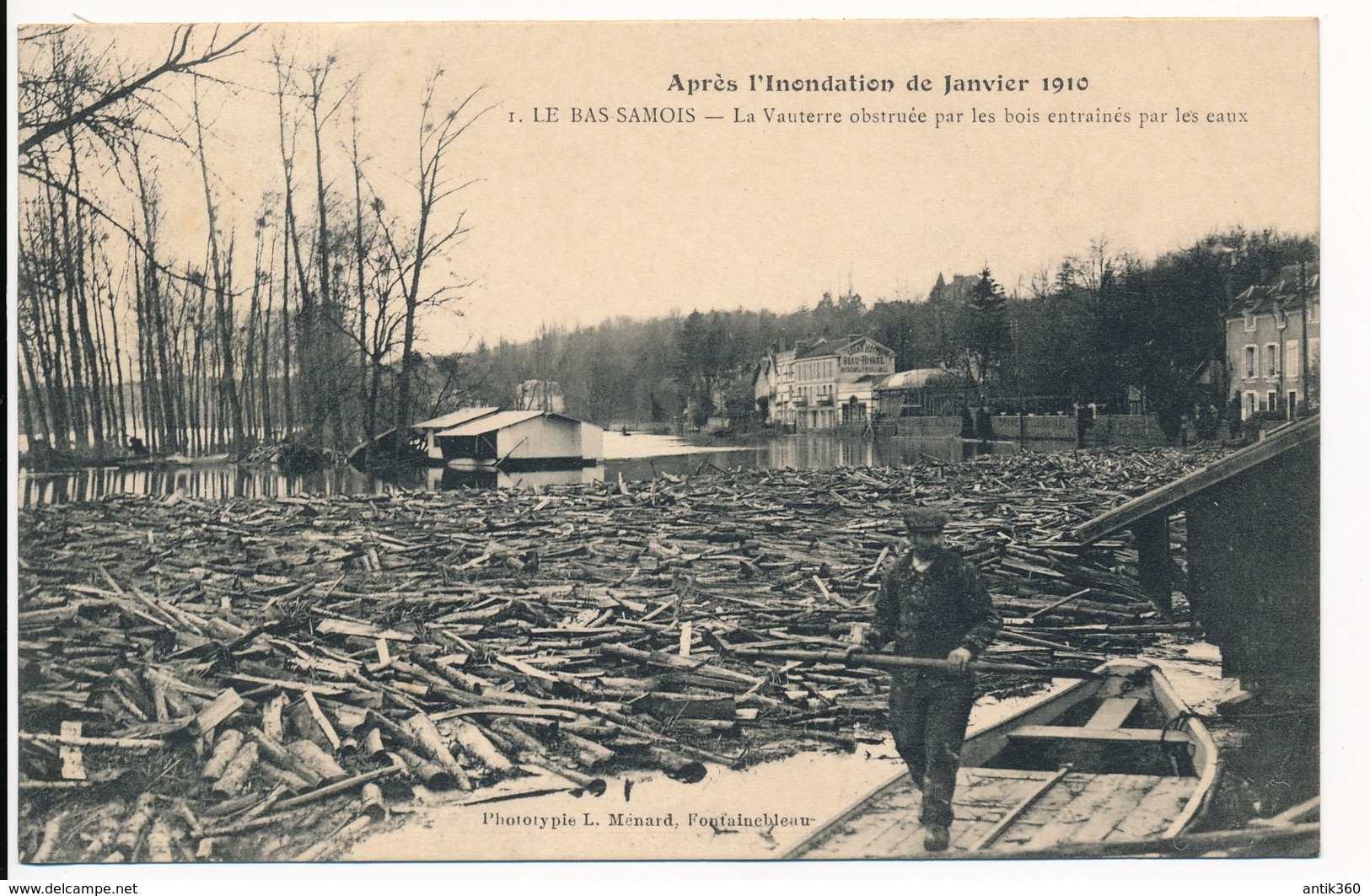 CPA 77 LE BAS SAMOIS La Vauterre Obstruée Par Les Bois Entrainés Par Les Eaux Inondations 1910 - Samois