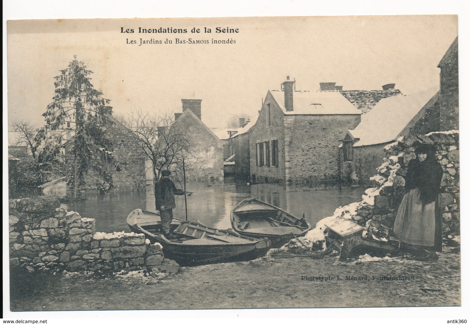 CPA 77 Les Jardins Du Bas Samois Inondés Inondations 1910 - Samois