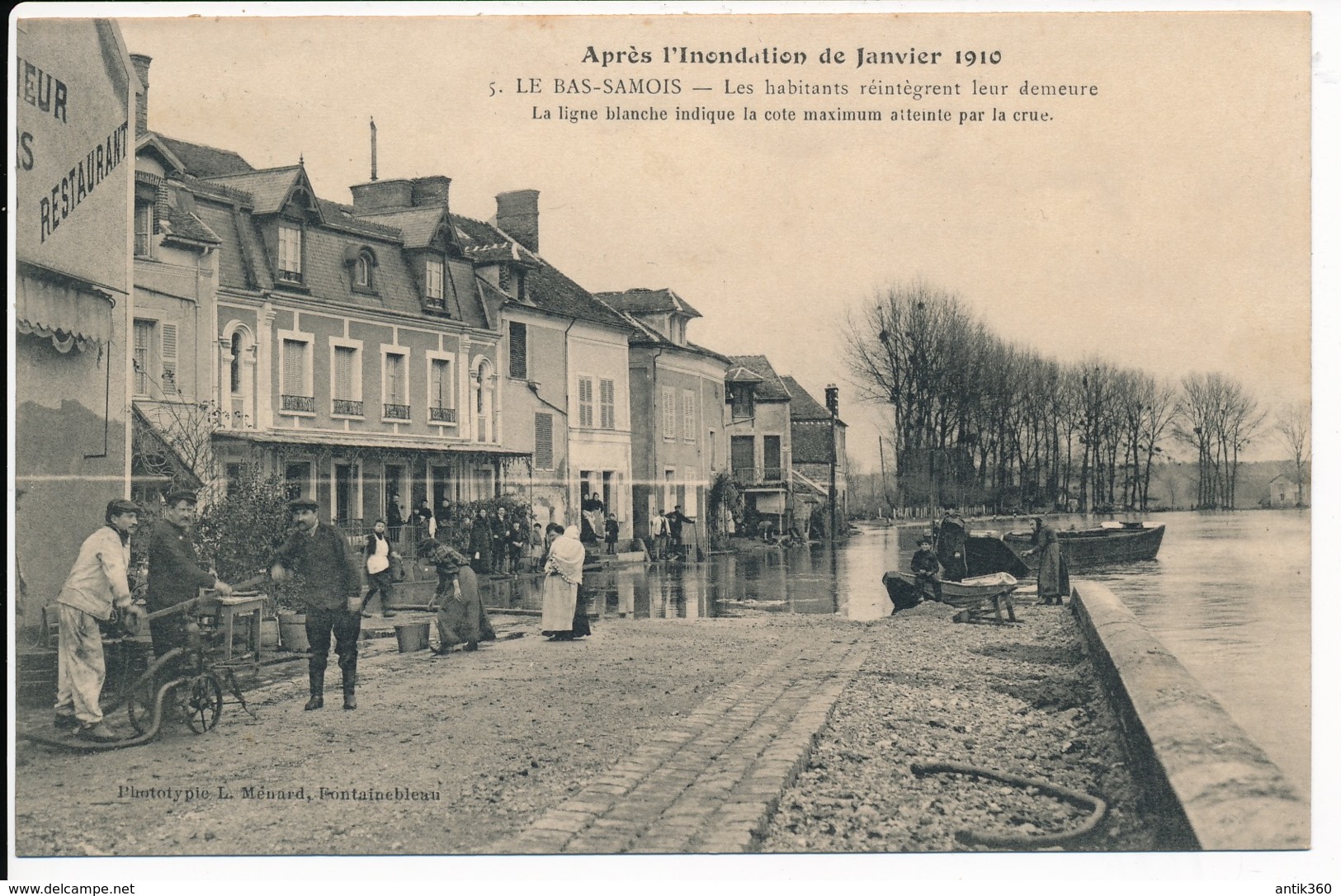 CPA 77 Carte Rare Le Bas Samois Les Habitants Réintègrent Leur Demeure Inondations 1910 - Samois