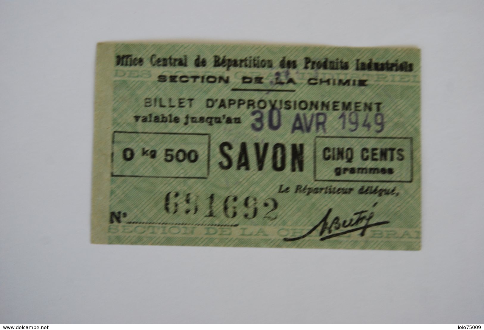 Rationnement - Ocrpi Section De La Chimie Savon Auxerre Rare - Documents Historiques