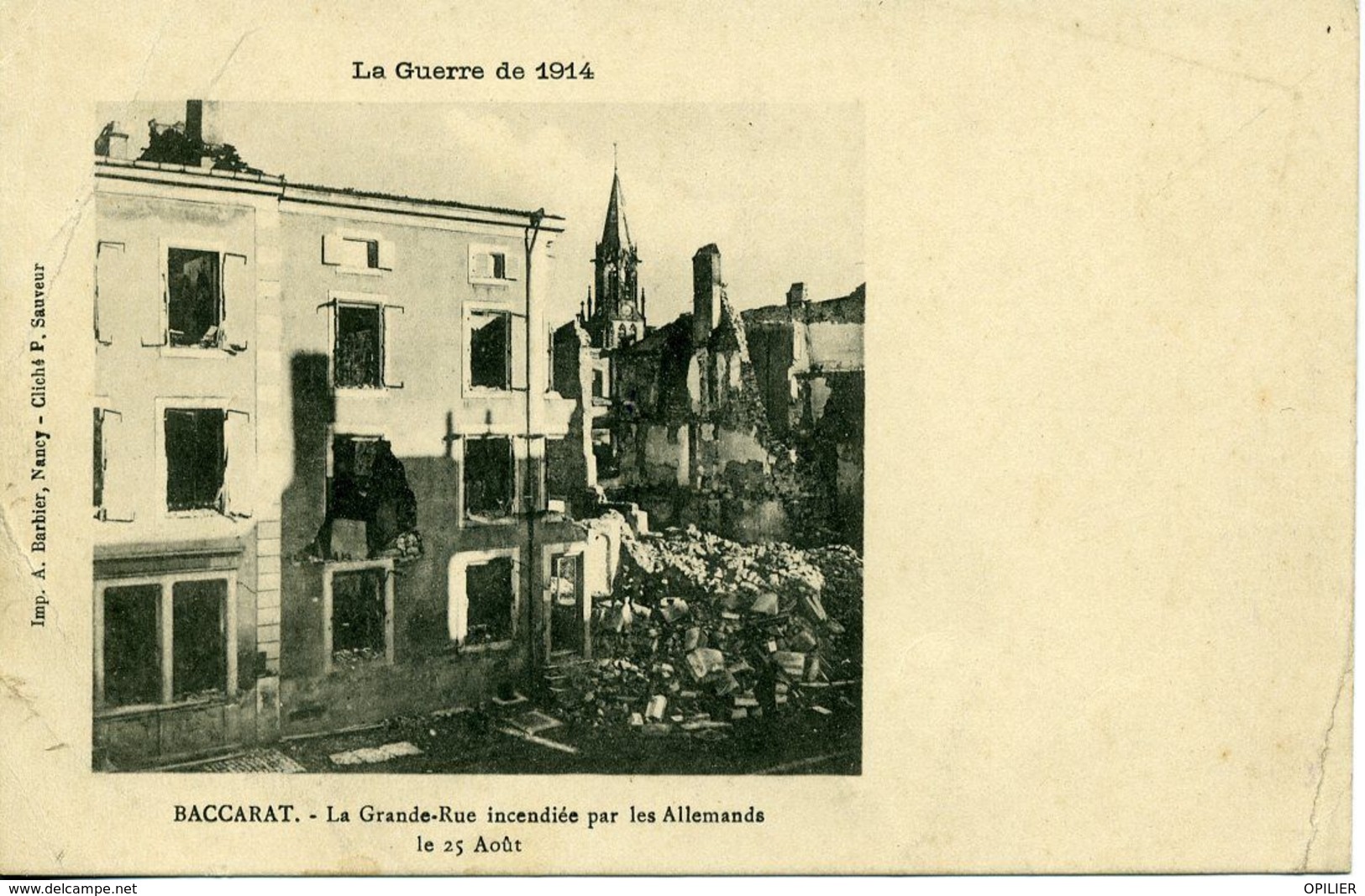 170e REGIMENT D'INFANTERIE LE CONSEIL D'ADMINISTATION 1914 Carte Postale BACCARAT Incendie Août 14 - Guerra De 1914-18