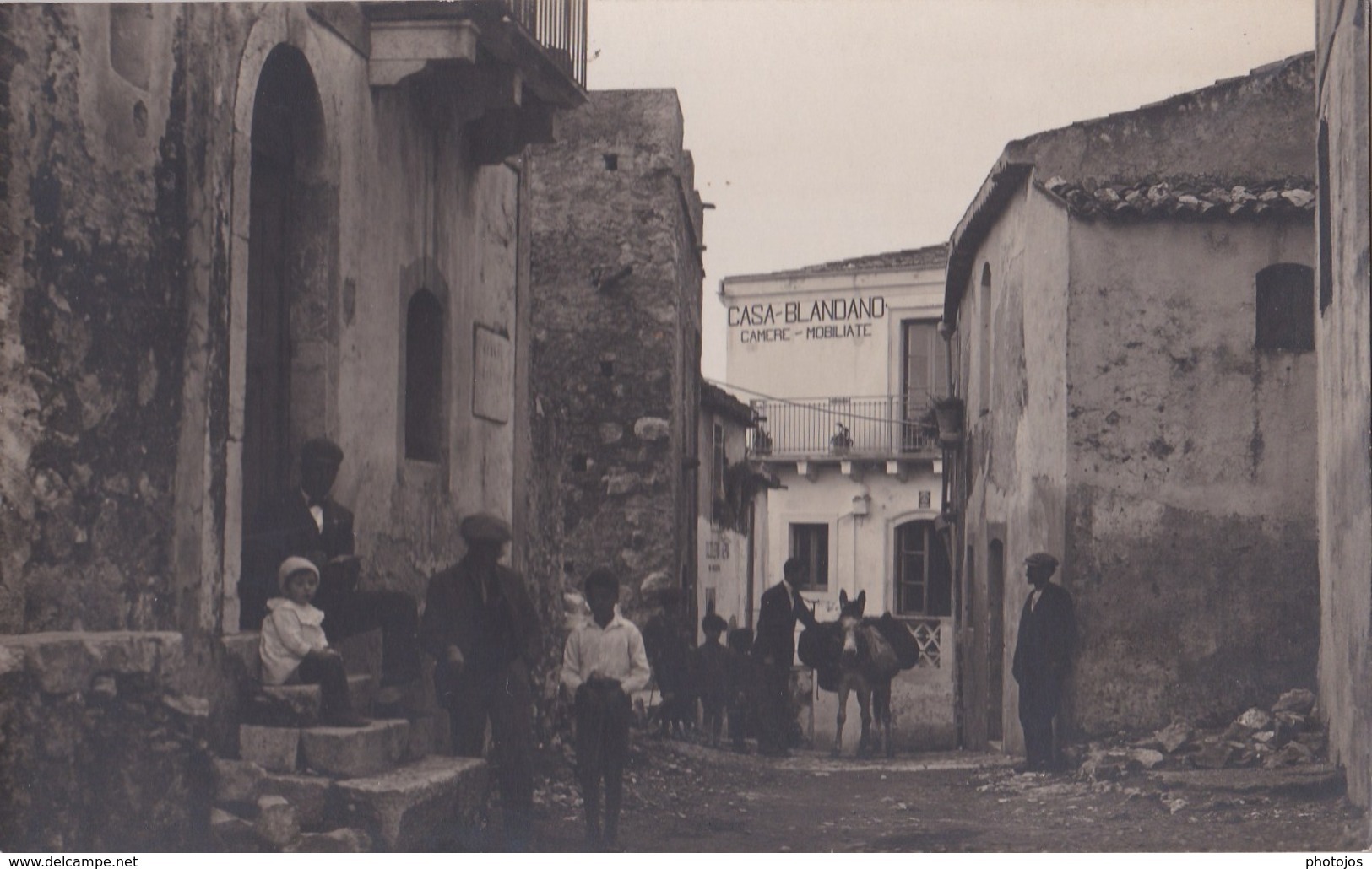 Carte Photo  : Castelmola (Italie Sicilia )   Una Via   Casa Blandano Camere   Asino   Ph Licari Taormina  Rara - Lugares