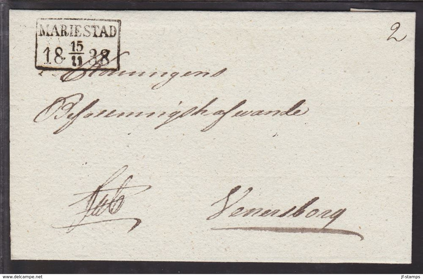 1838. SVERIGE. MARIESTAD 15 11 1838. To Venersborg.  () - JF109697 - ... - 1855 Préphilatélie