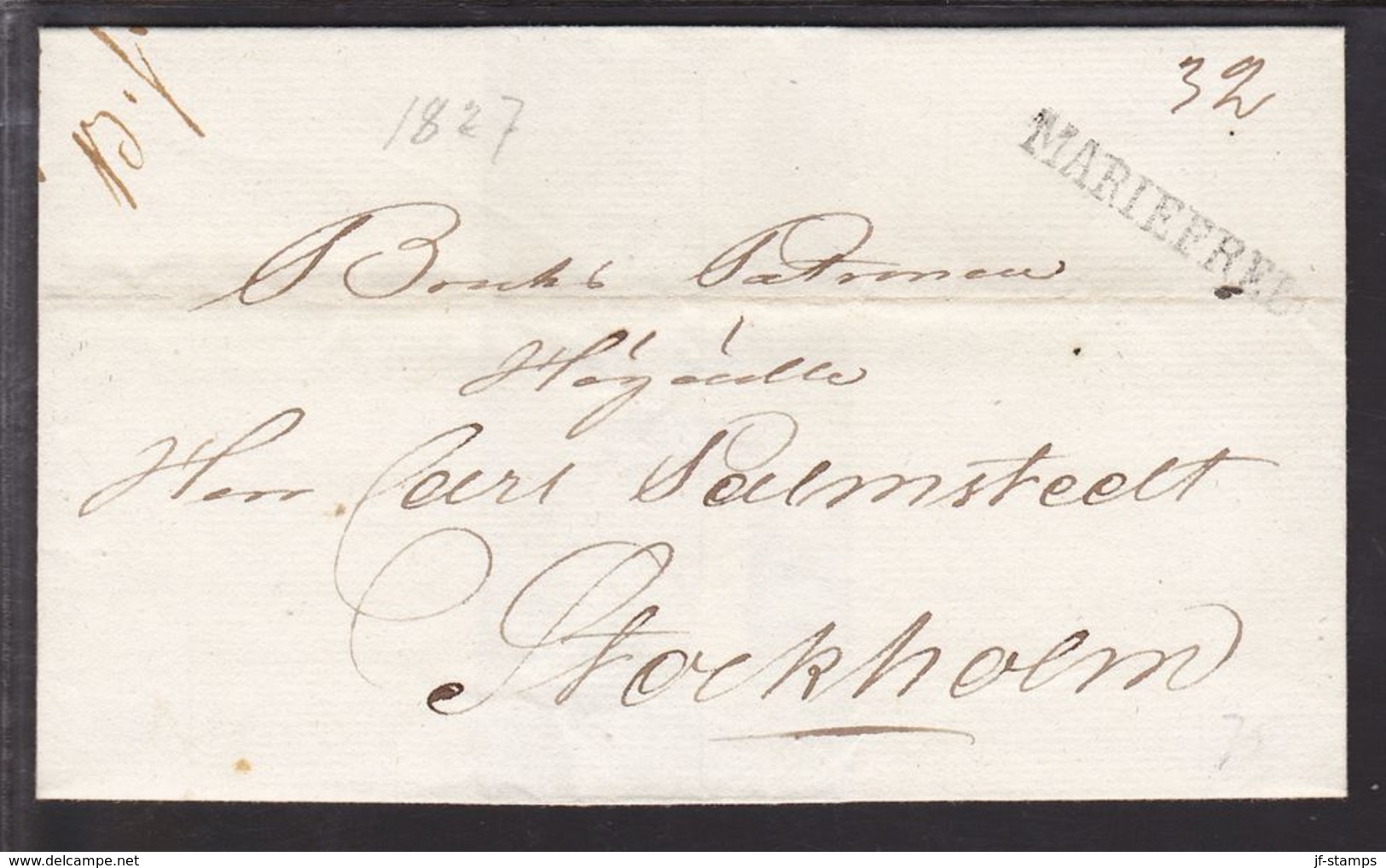 1827. SVERIGE. MARIEFRED  On Cover To Stockholm. () - JF109730 - ... - 1855 Voorfilatelie