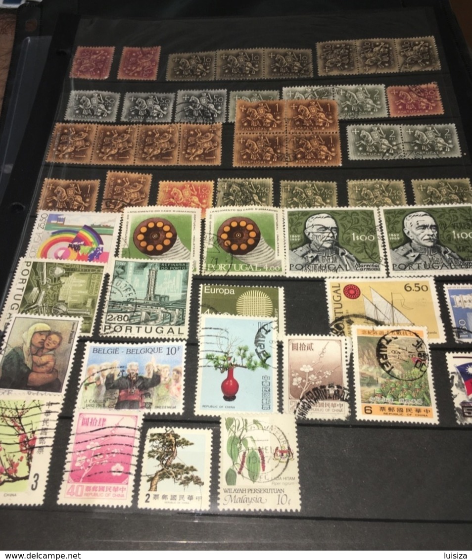 See Photos. Offers Considered  Circulated 114 World Stamps Lot Of   Portugal 42  Belgium 2 Taiwán 8 India 6  Brazil 13 P - Postzegeldozen