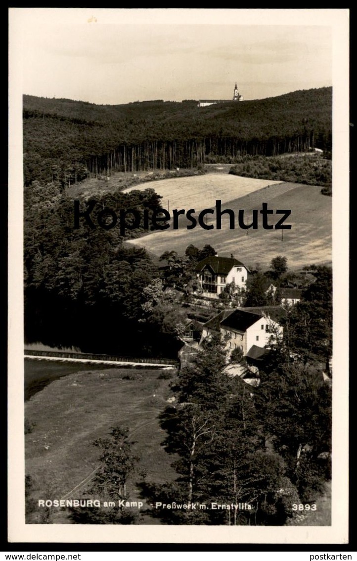 ALTE POSTKARTE ROSENBURG AM KAMP PRESSWERK MIT ERNSTVILLA Villa Ansichtskarte AK Postcard Cpa Österreich - Rosenburg