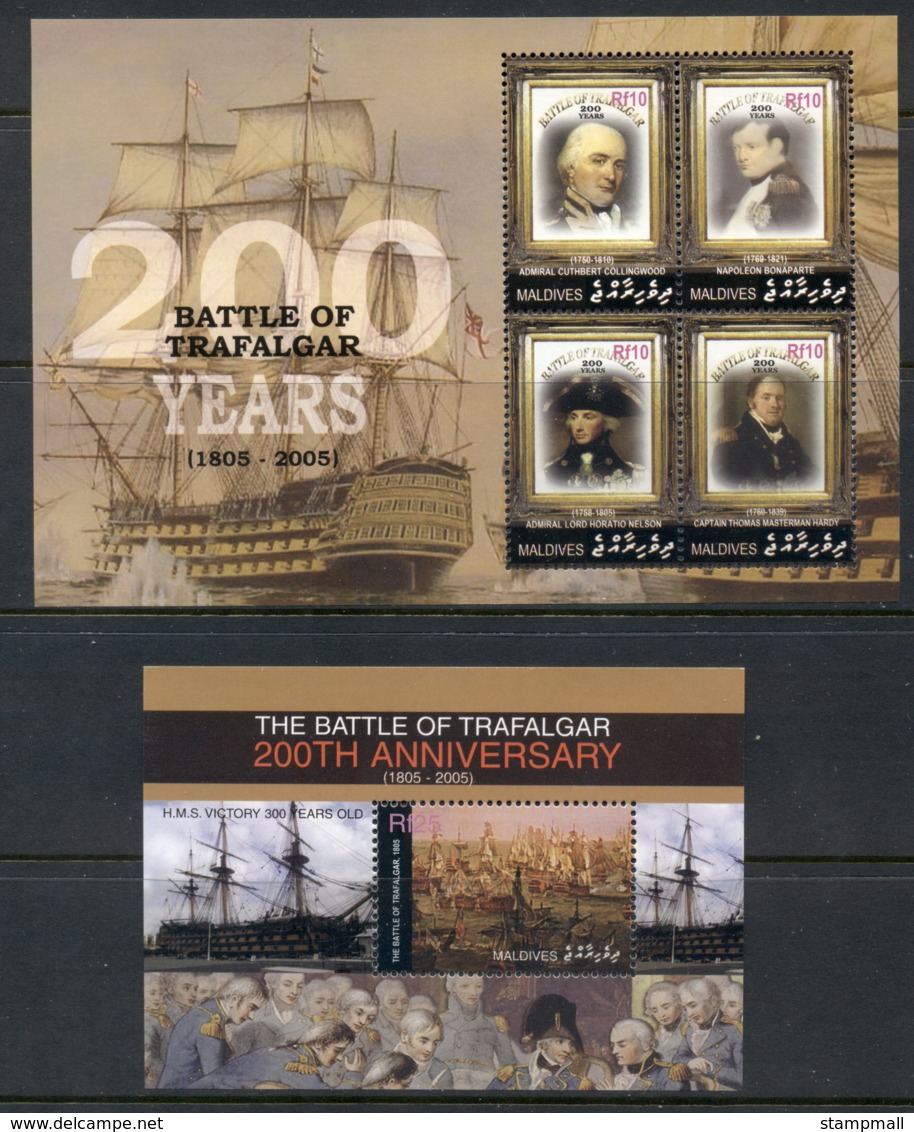 Maldive Is 2005 Battle Of Trafalgar Bicentenary, Nelson 2xMS MUH - Maldive (1965-...)