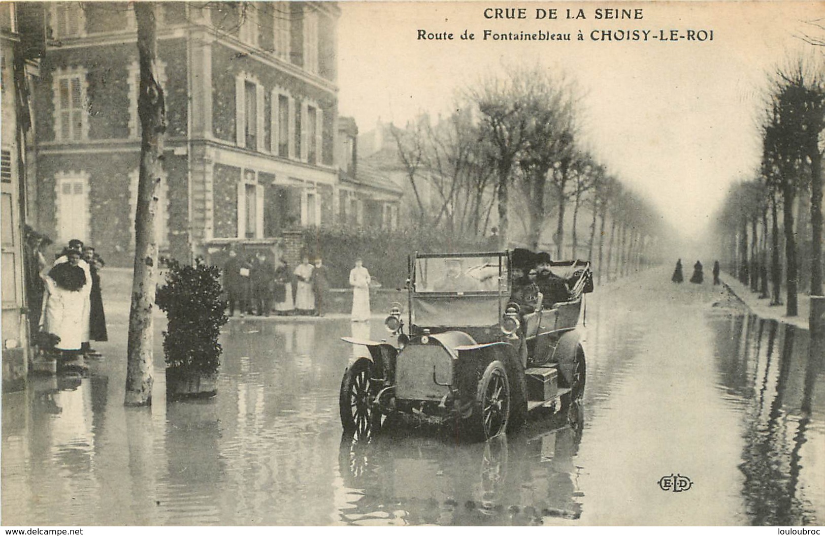 CHOISY LE ROI CRUE DE LA SEINE AVEC VIEILLE AUTOMOBILE - Choisy Le Roi