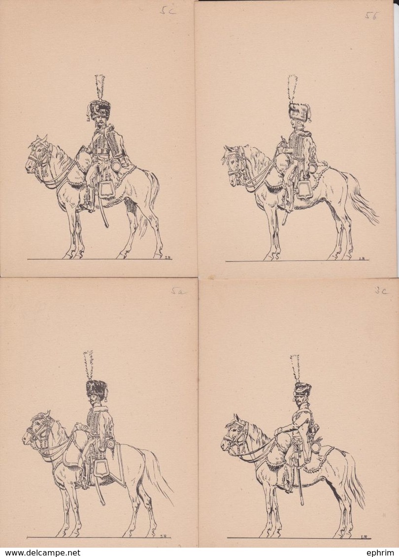 Illustrateur Cavalerie Empire Napoléon Cavalier Clairon Cuirassier Dragons Lot 30 Cartes Anciennes Dessin Croquis - Documents