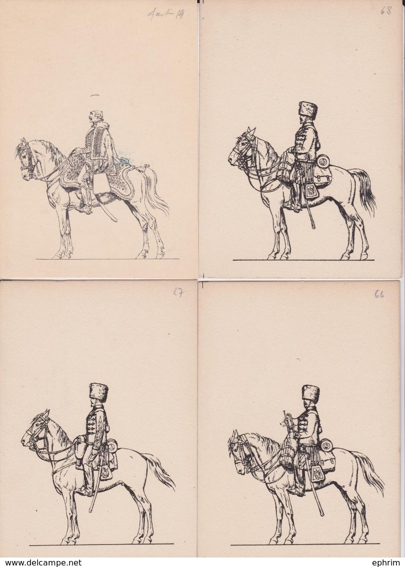 Illustrateur Cavalerie Empire Napoléon Cavalier Clairon Cuirassier Dragons Lot 30 Cartes Anciennes Dessin Croquis - Documents