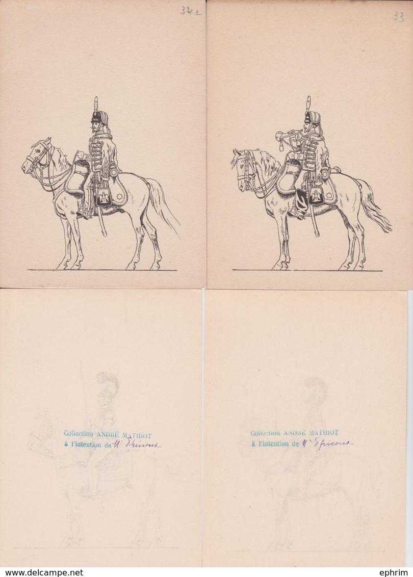 Illustrateur Cavalerie Empire Napoléon Cavalier Clairon Cuirassier Dragons Lot 30 Cartes Anciennes Dessin Croquis