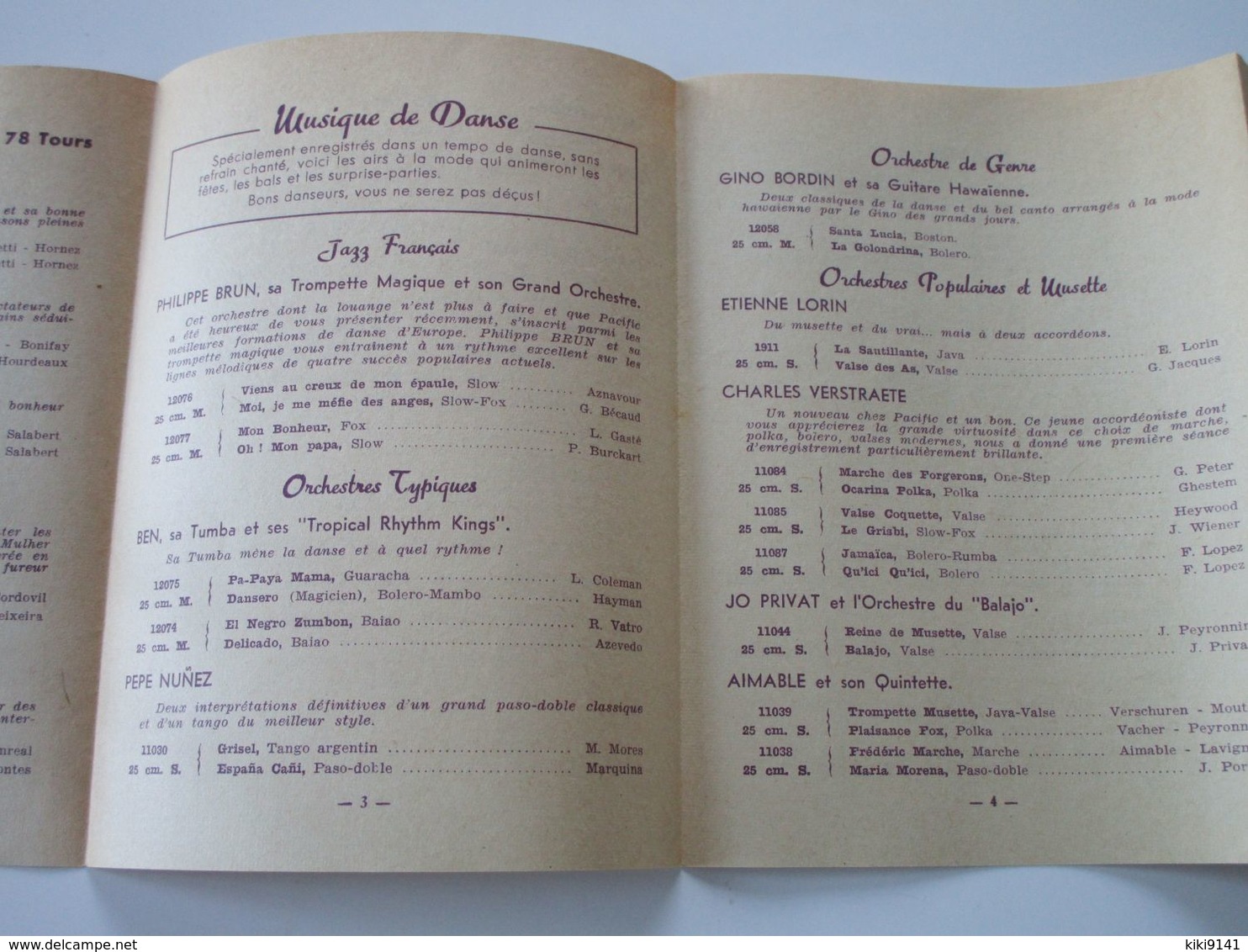 CHARLES VERSTRAETE Sur Disques PACIFIC  - Supplément N°1 - Saison 1954-1955 - Les Derniers Disques Parus (8 Pages) - Autres & Non Classés