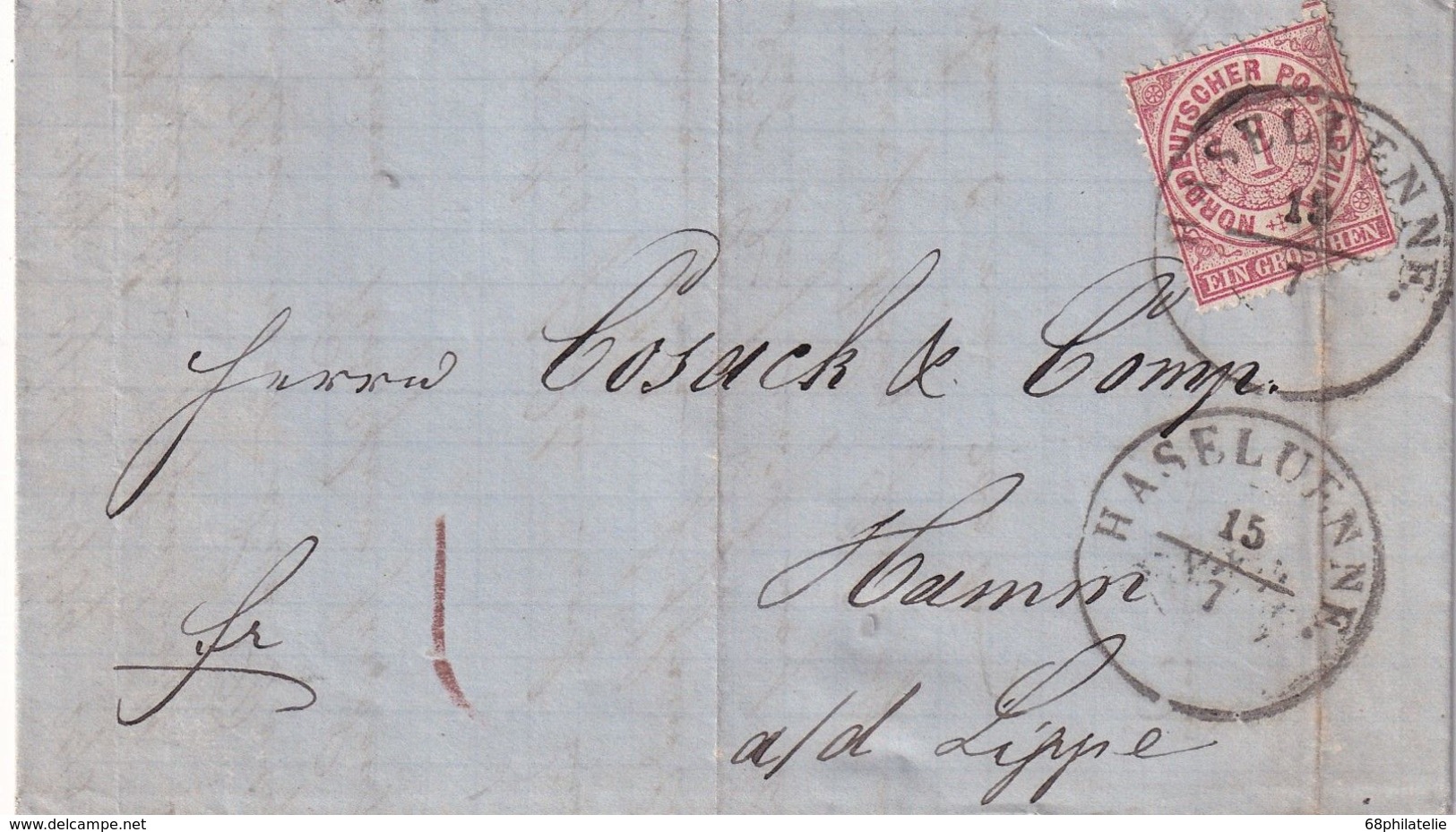 NORDDEUTSCHER BUND 1869 LETTRE DE HASELUENNE - Other & Unclassified