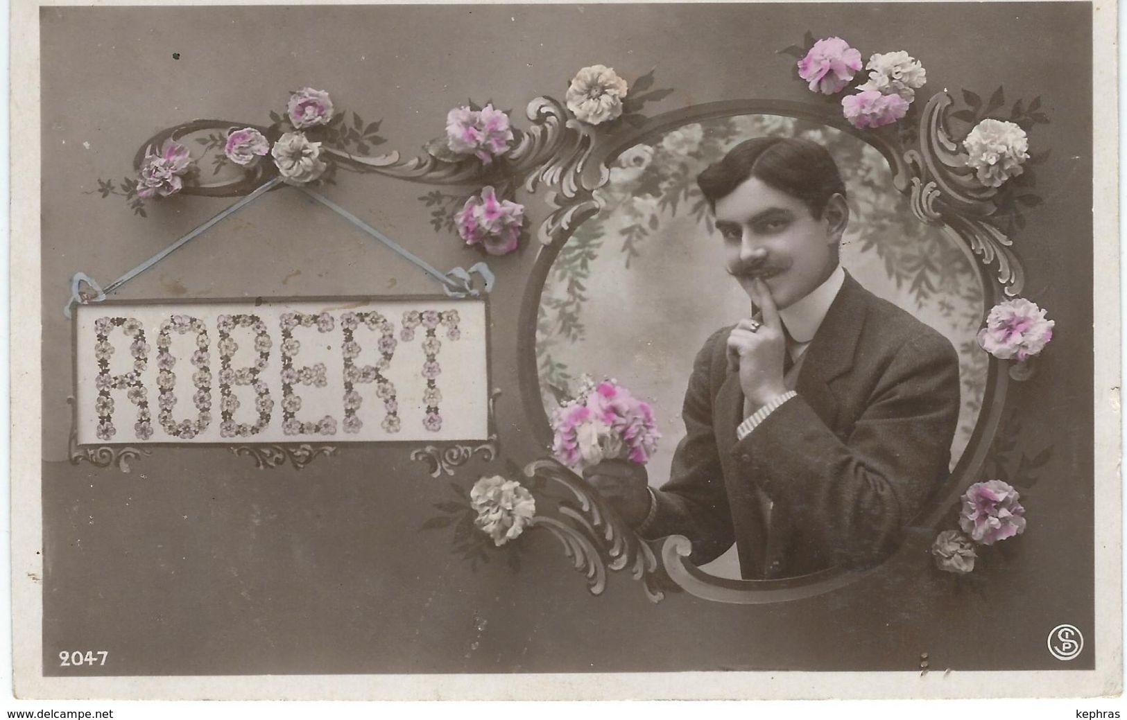 Prénom ROBERT - Carte Glacée - Cachet De La Poste 1908 - Vornamen