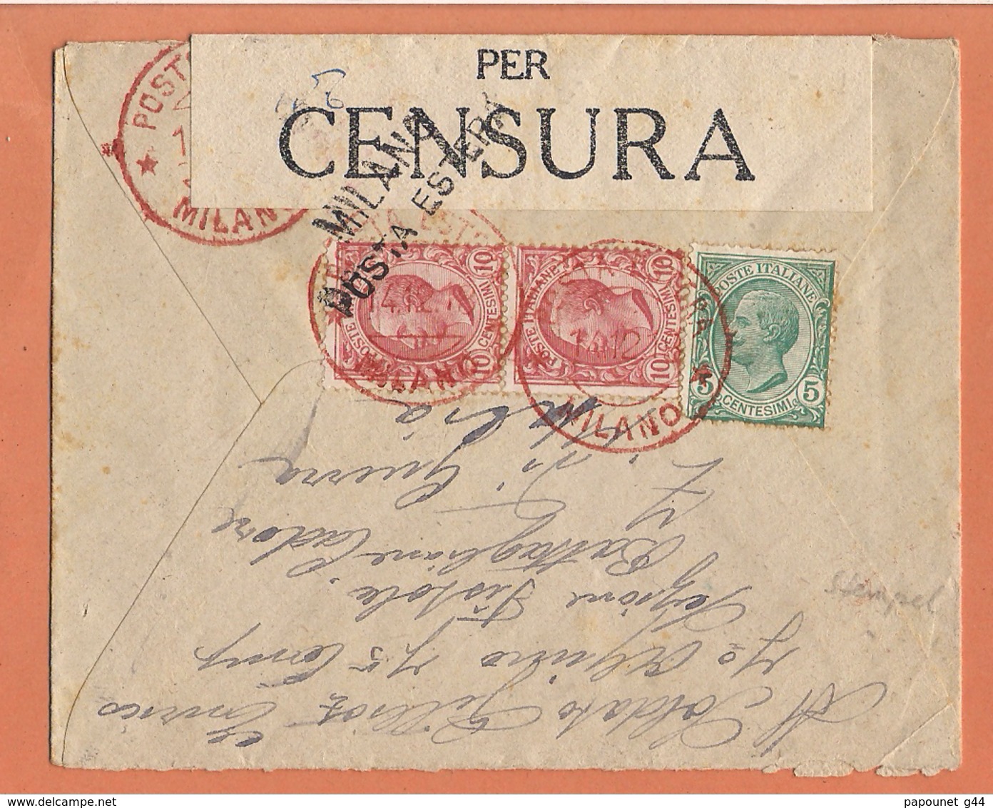 Lettre Milano 1918 Destination Zurick ( Suisse )  +  Censure - Sonstige & Ohne Zuordnung