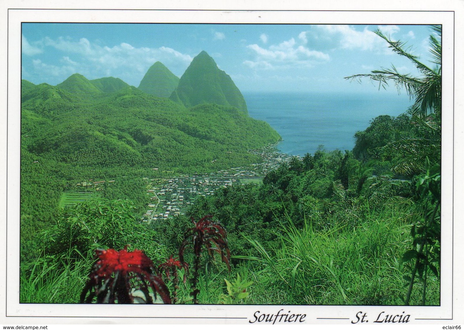 Soufriere St. Lucia - Historic Soufriere, With Petit Piton And Gros Piton  CPM  état Impeccable - Sainte-Lucie