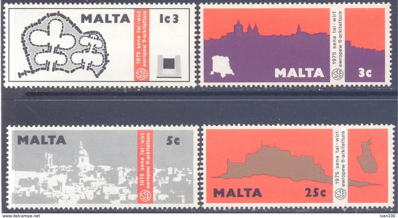 1975. Malta, European Architectural Heritage, 4v, Mint/** - Malta