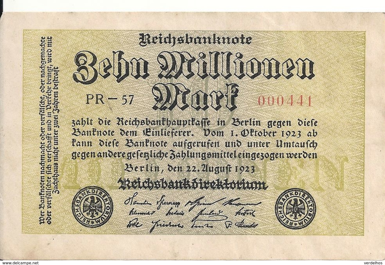 ALLEMAGNE 10 MLLIONEN MARK 1923 VF+ P 106 - 10 Miljoen Mark