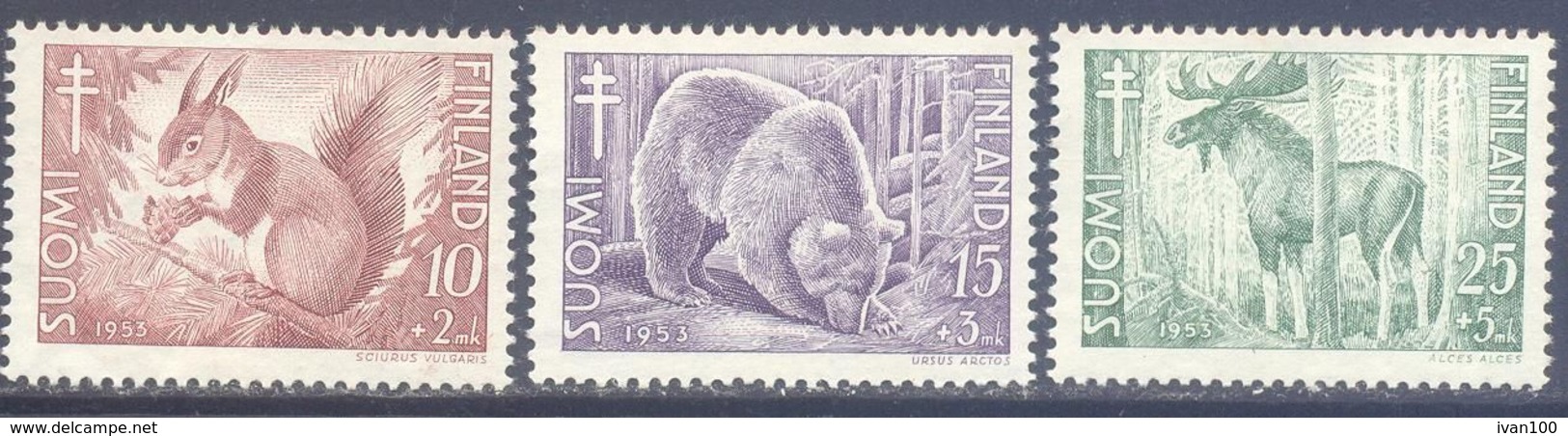 1953. Finland, Animals, 3v, Mint/** - Unused Stamps