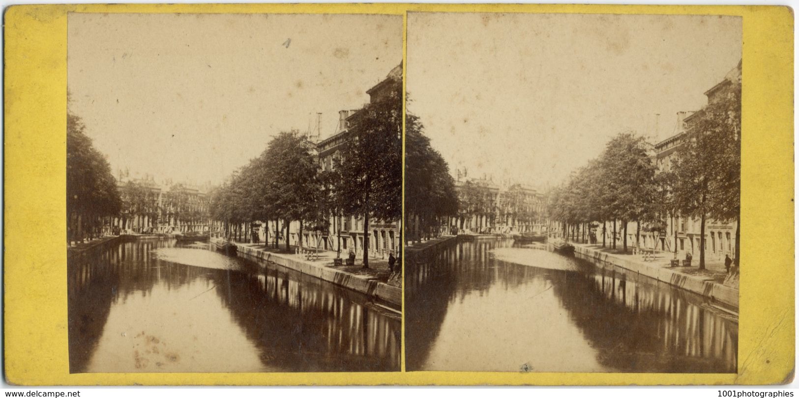 Amsterdam, De Heerengracht, De Leidschestraat  A Jager Phot , Vue Stéréoscopique, Tirage Albuminé. C 1860 FG1582 - Stereo-Photographie