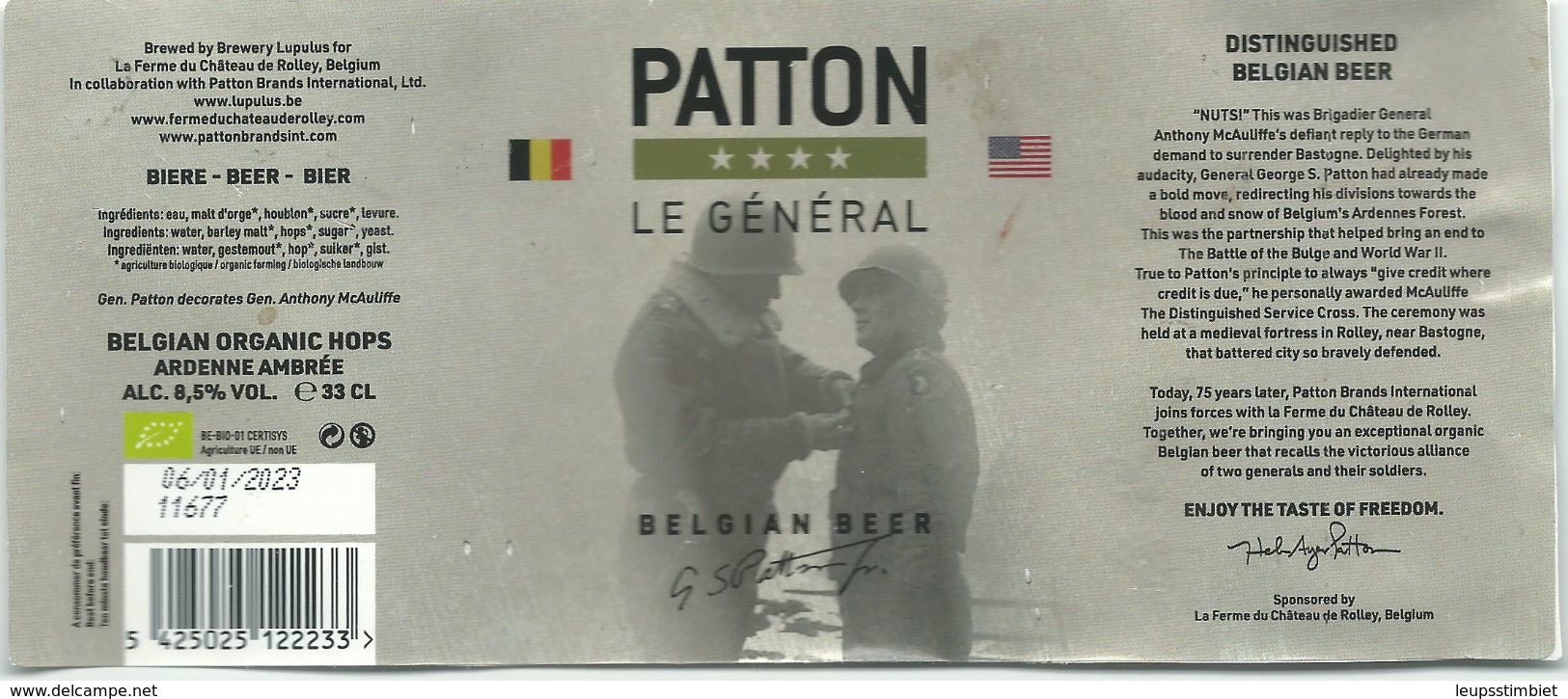 étiquette Bière Décollée Patton Brasserie Lupulus Gouvy - Bière