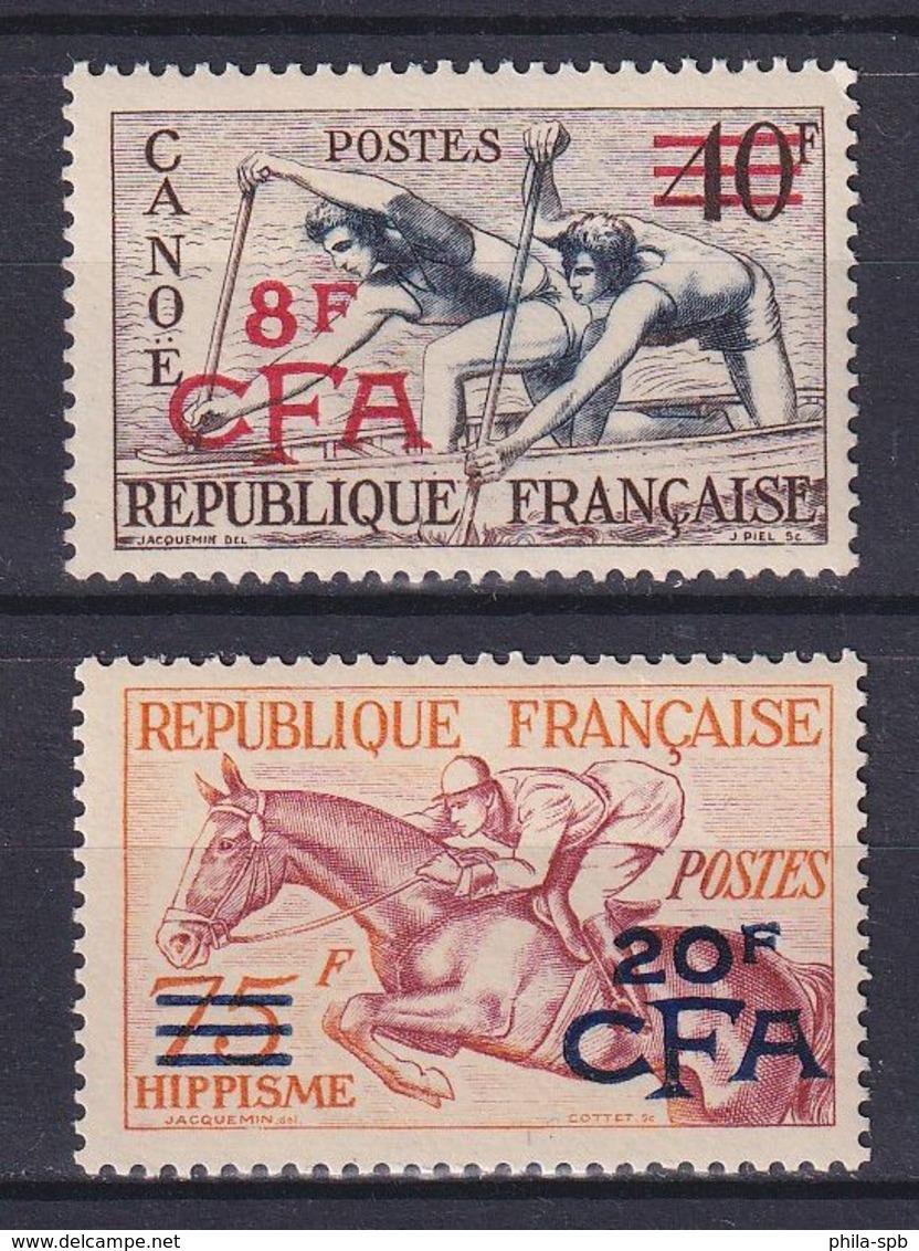 REUNION 1953, Mi# 368-369, CV €110, Part Set, Surcharged, Sport, Horse, MNH - Nuevos