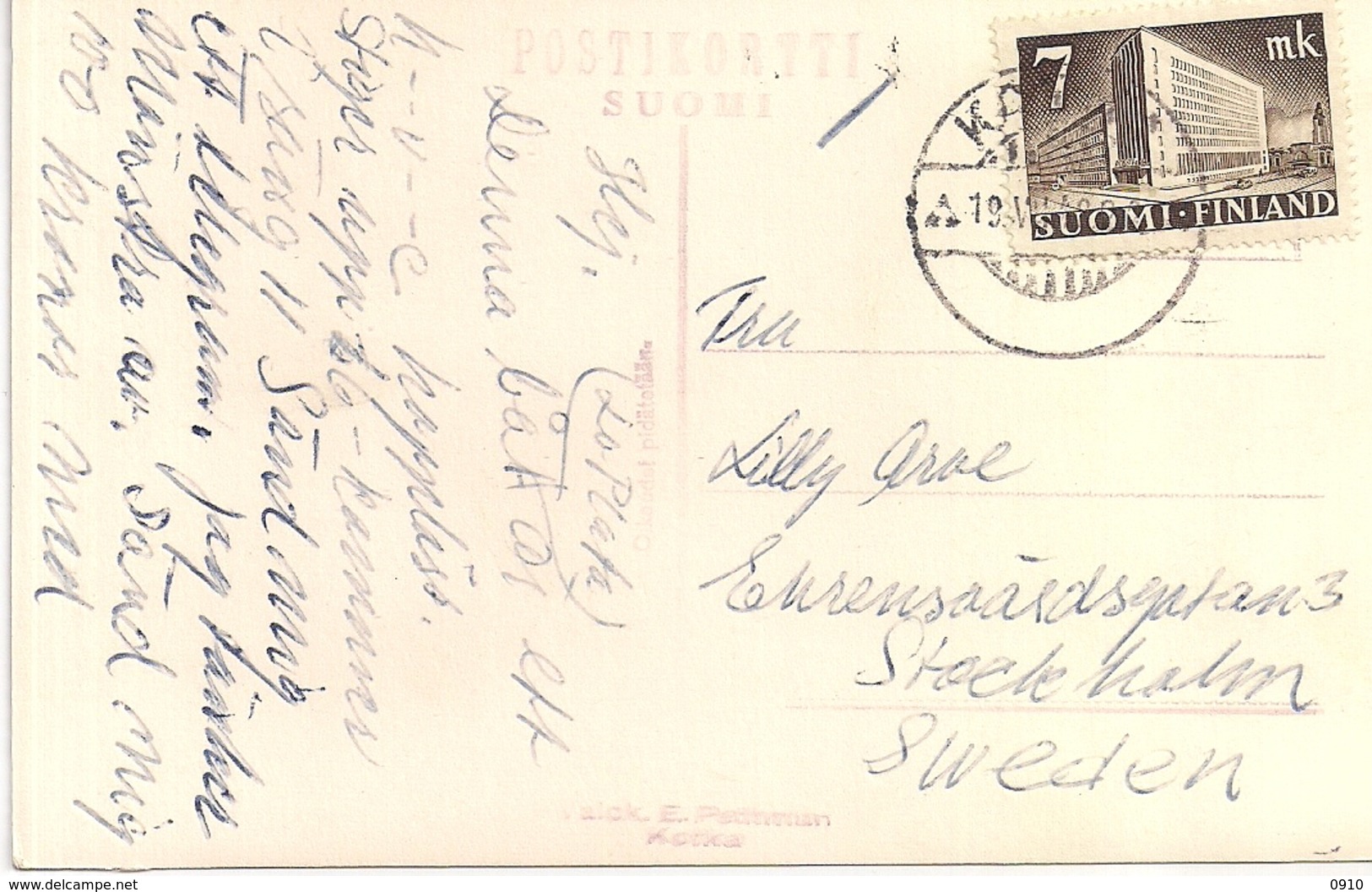 POSTCARD FROM KOTKA CHURCH TO SWEDEN STOCKHOLM 1942 LAPE NR.267 - Lettres & Documents