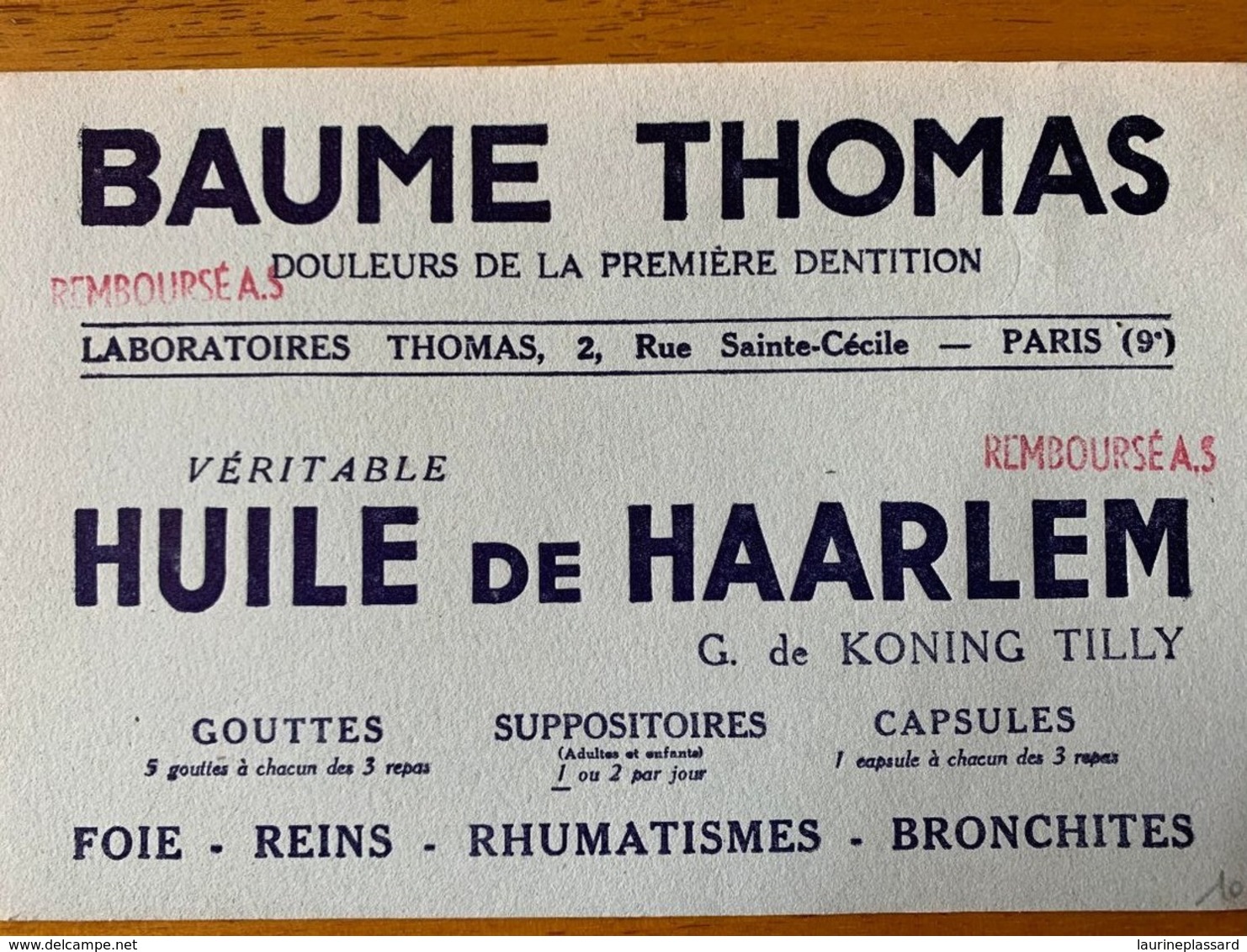 1 BUVARD BAUME THOMAS - Droguerías