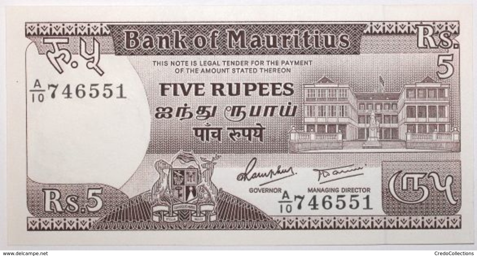 Maurice - 5 Roupies - 1985 - PICK 34 - NEUF - Mauritius