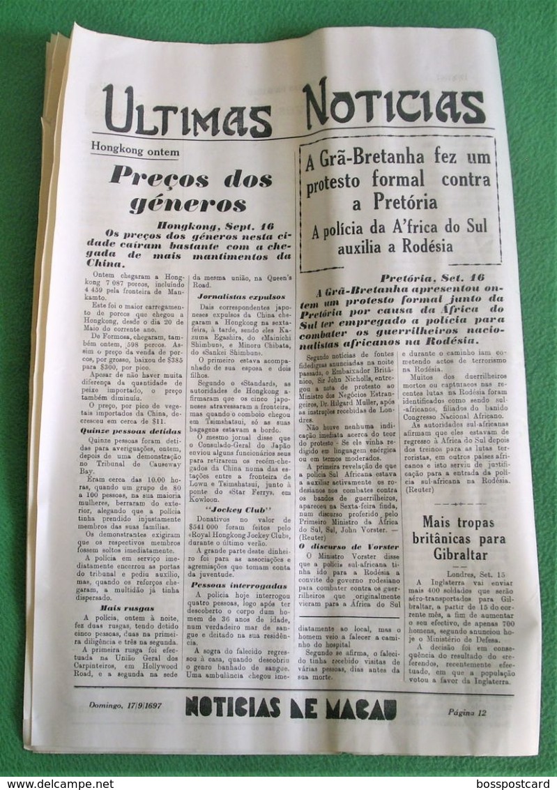 Macau - Jornal Notícias de Macau Nº 698, 17 de Setembro de 1967 - Imprensa - Macao - Portugal China