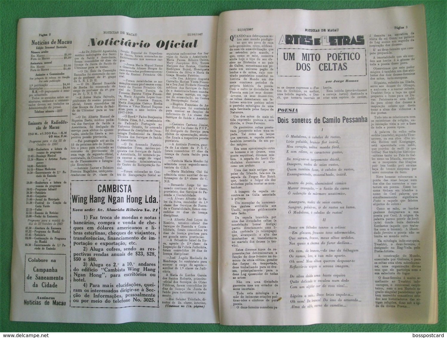 Macau - Jornal Notícias De Macau Nº 703, 22 De Outubro De 1967 - Imprensa - Macao - Portugal China - Informations Générales