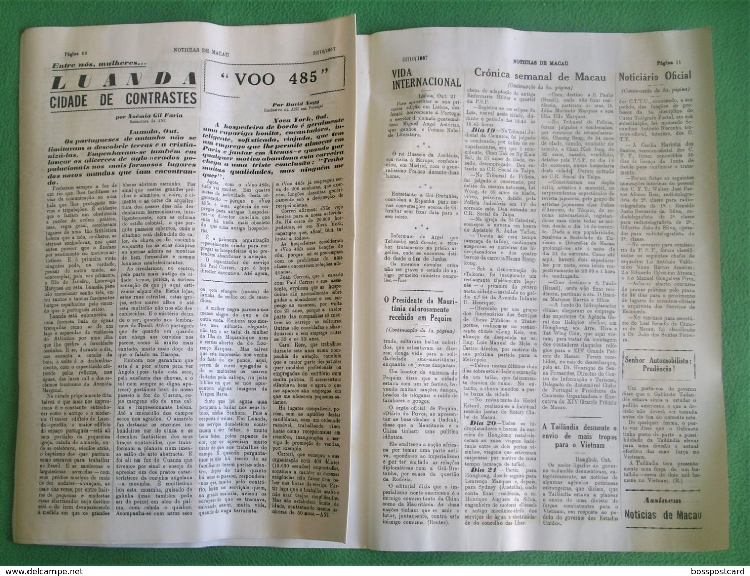 Macau - Jornal Notícias de Macau Nº 703, 22 de Outubro de 1967 - Imprensa - Macao - Portugal China