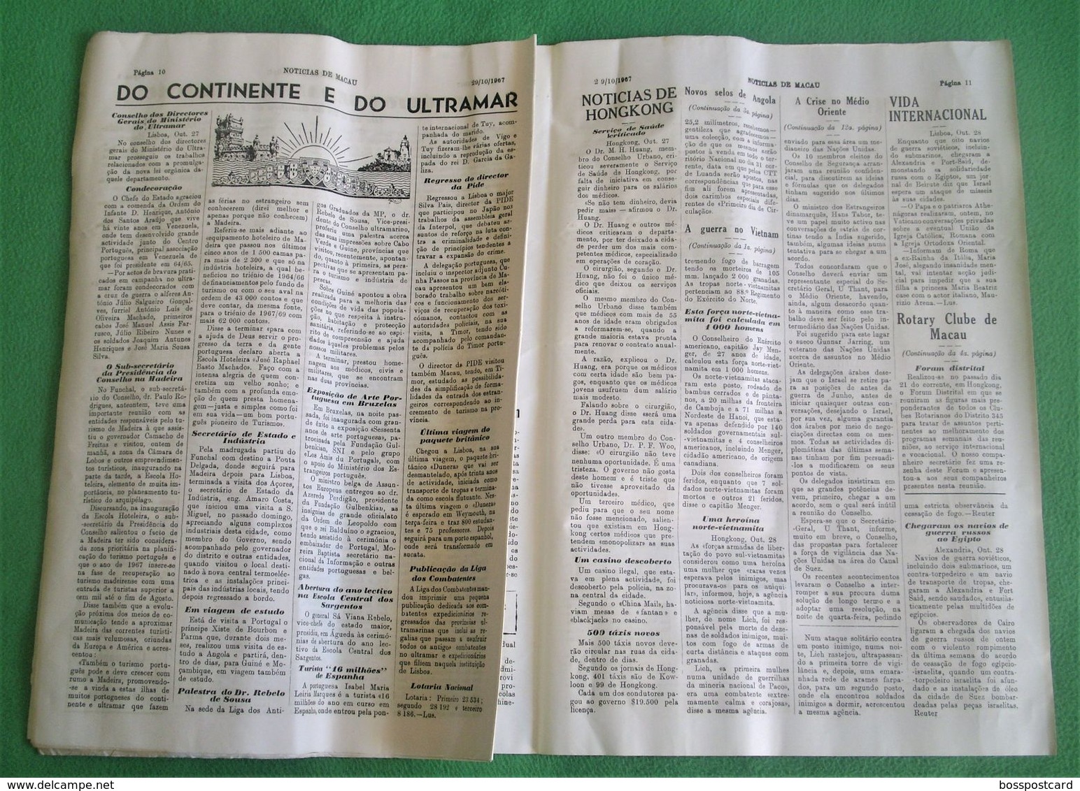 Macau - Jornal Notícias de Macau Nº 704, 29 de Outubro de 1967 - Imprensa - Macao - Portugal China