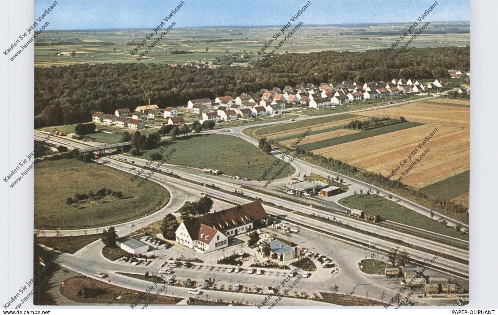 8874 LEIPHEIM, Autobahn-Rasthaus, Luftaufnahme 1964 - Guenzburg