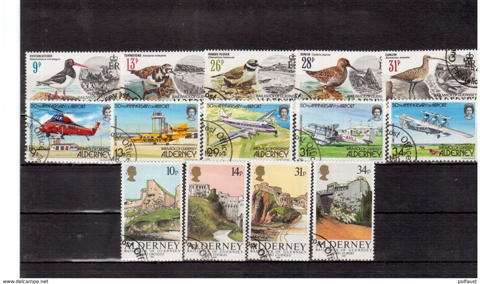 ALDERNEY: 1984/1986 LOTTO DI 14 VALORI  IN SERIE COMPLETE USATE (R68) - Alderney