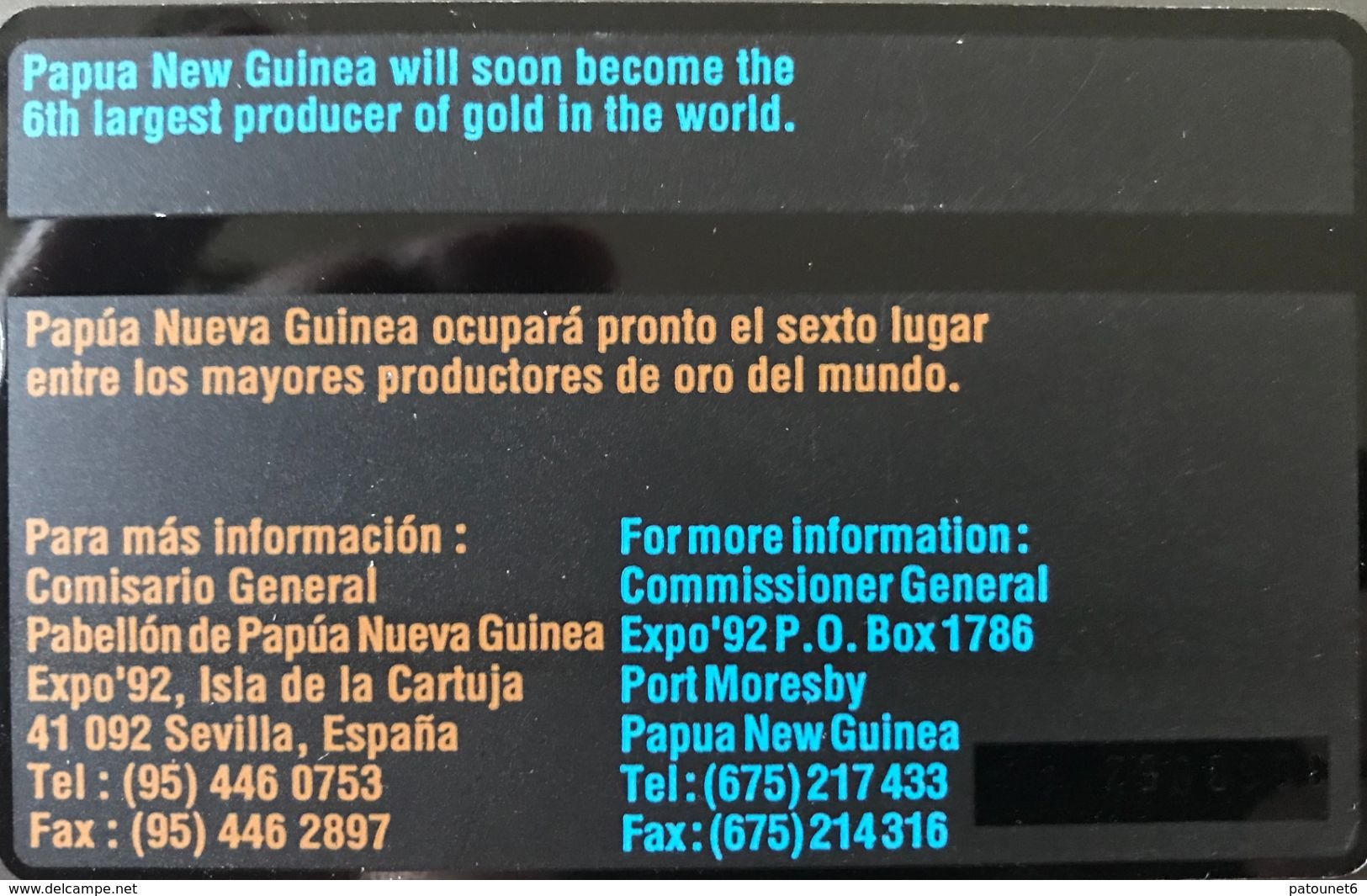 PAPOUASIE-NOUVELLE-GUINEE  -  Phonecards  -  Landis § Gyr - Expo Sevilla 92  -  5 Unités - Papoea-Nieuw-Guinea