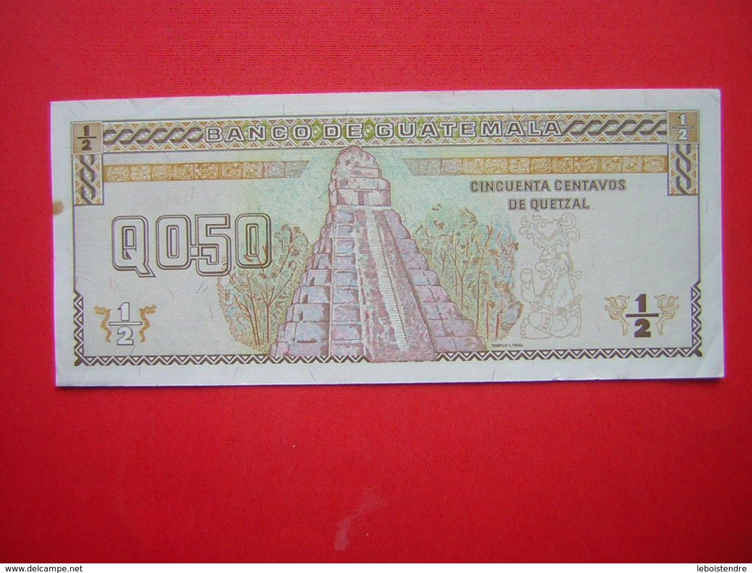 1 BILLET  BANCO DE GUATEMALA  CINCUENTA CENTAVOS DE QUETZAL  Q0 50  28 AGOSTO 1996 - Guatemala